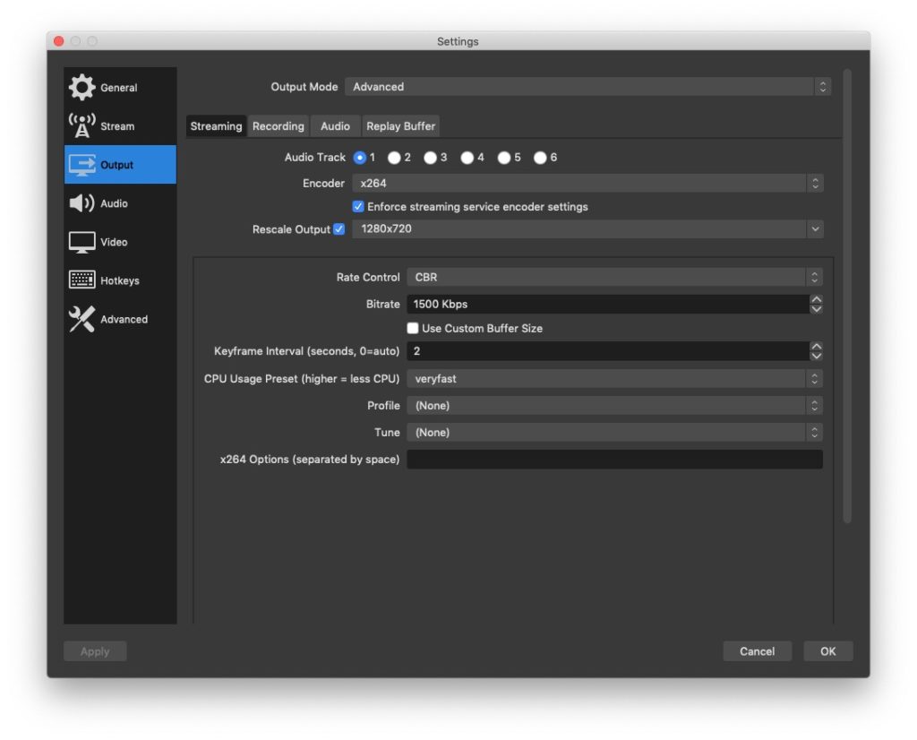 keyframe interval obs studio